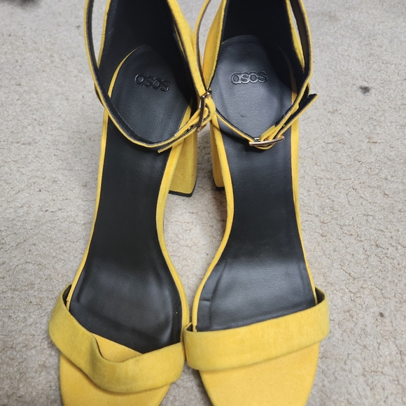 ASOS Block Sandal Ankle Strap Heel Yellow Size 7 - Picture 4 of 7